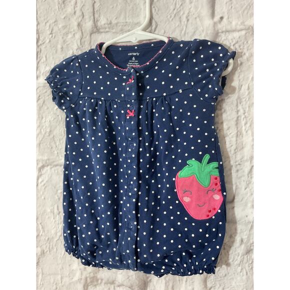 Carter's Other - Vintage Carter’s Girls One Piece Smiling Strawberry 6 Mos